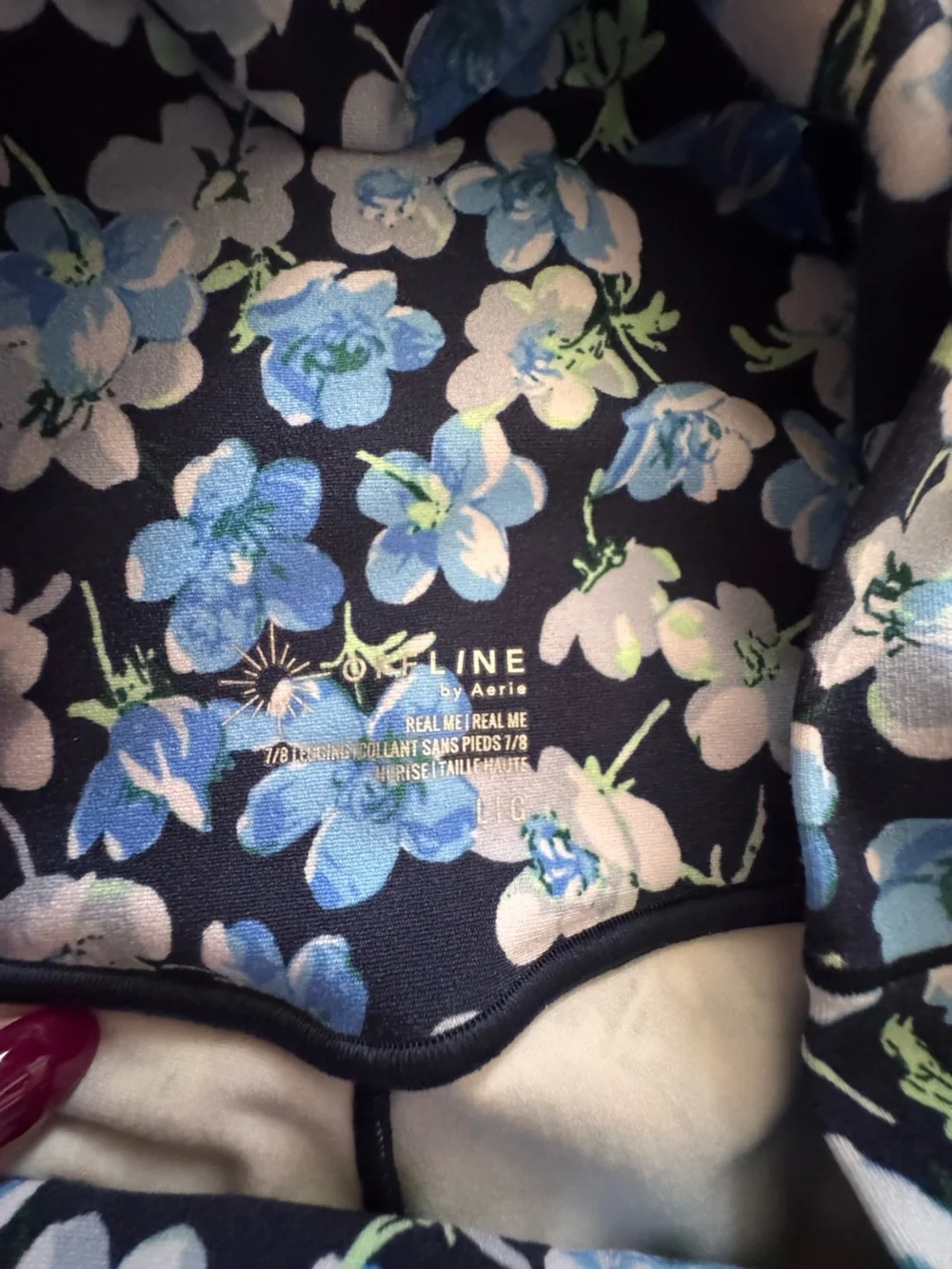 aerie Floral Blue & White Leggings - Picture 3 of 3